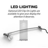 Silver LED clip-on light with adjustable arm and dual heads on 60’’ banner stand