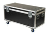 Black and silver road shipping case with wheels, 48 x 22 inches
