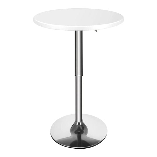Round Hydraulic Bar Table - White / No Custom Logo Top