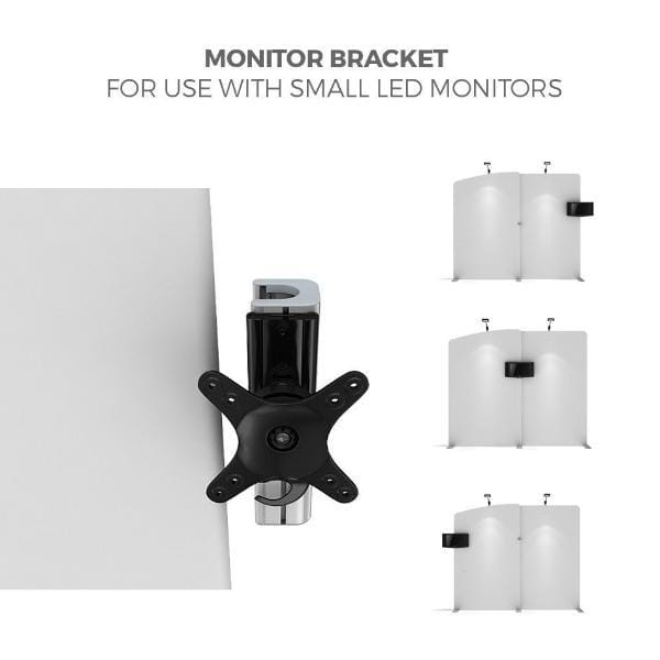Black and silver bracket for small LED monitors