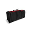 Black and red padded nylon instrument case with sturdy handle
