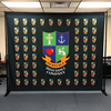 Heritage Irish Dance Company logo repeating on black Step & Repeat banner stand