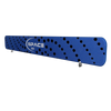 Blue perforated plastic bar with Space SSD logo on Straight Tension Fabric Display Header