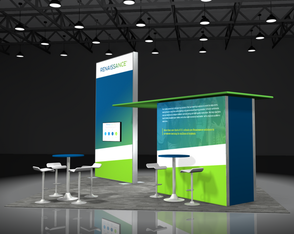 Modern Sync 2-in-1 Backlit Hybrid Island Exhibit with Renaissance logo