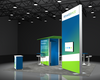 Sync 2-in-1 Backlit Hybrid Island Exhibit Kit D with blue-green gradient booth