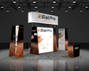 Slatpro Sync 2-in-1 Backlit Hybrid Island Exhibit with black copper panels