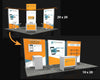 Orange and white Sync 2-in-1 Backlit Hybrid Island Exhibit booth