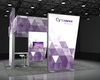 Purple and white geometric Sync 2-in-1 Backlit Hybrid Island booth for Cytovance Biologics