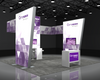 Purple and white geometric Sync 2-in-1 Backlit Hybrid Island Exhibit for Cytovance Biologics