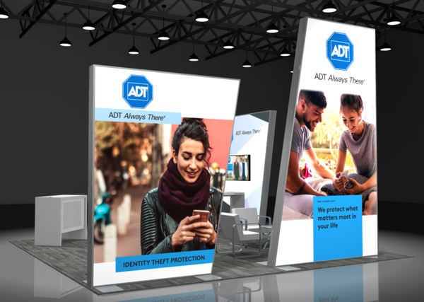 ADT Sync 2-in-1 Backlit Hybrid Island Exhibit with blue logo