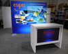 White Sync 2-in-1 Backlit Hybrid Island Exhibit Kit A with red espec logo on black screen