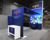 Blue and white espec booth for Sync 2-in-1 backlit hybrid exhibit kit