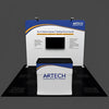 White and blue T-Mount VESA Bracket booth with black matting