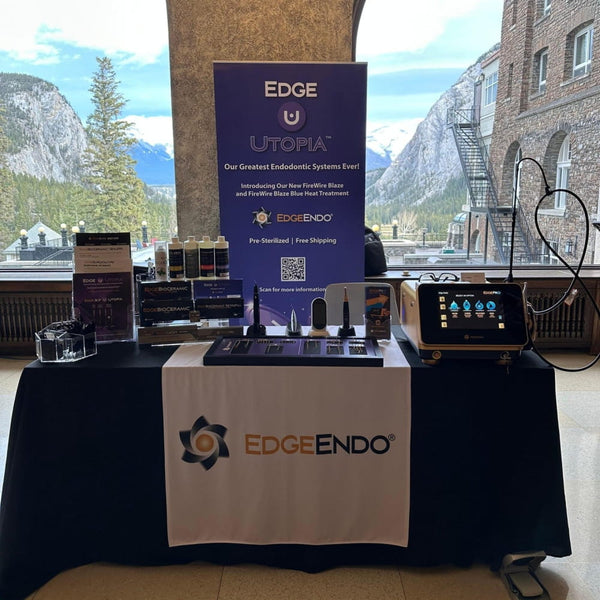 EdgeEndo Firewire Blaze Blue heat-treated endodontic device on table runner