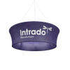 Purple Tapered Circle Tension Fabric Hanging Sign with Intrado Revolution Logo