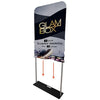 Black and silver 3ft Tension Fabric Banner Stand with gold Glam Box branding