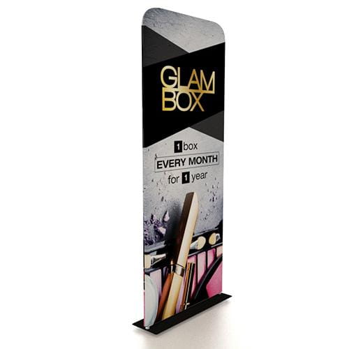 3ft Tension Fabric Banner Stand with Black Silver Glam Box Display