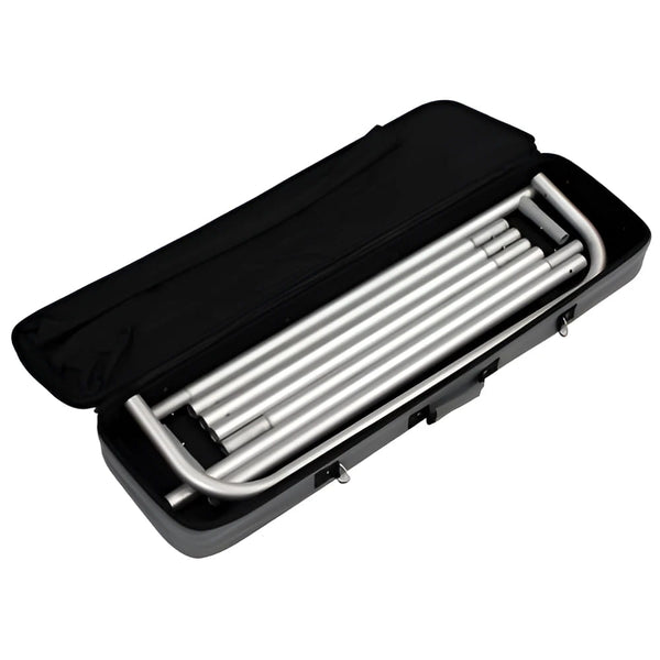 Silver aluminum telescoping poles in black case for 3ft Tension Fabric Banner Stand