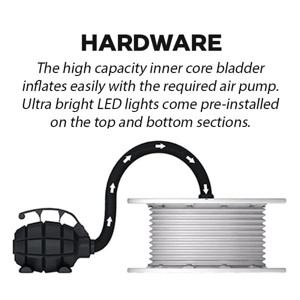 Black inflatable air pump with coiled hose for Triangle Backlit Inflatable Counter