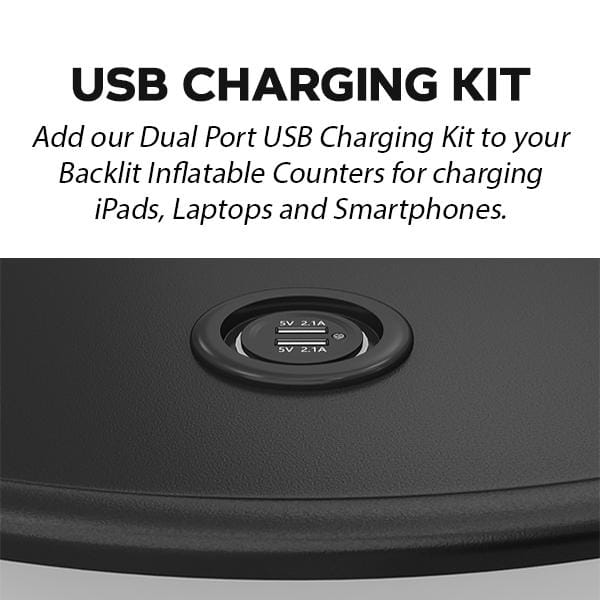 Black dual-port USB 5V 2.1A charging kit for Triangle Backlit Inflatable Counter