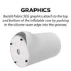 White inflatable core with black silicone fasteners in Triangle Backlit Counter
