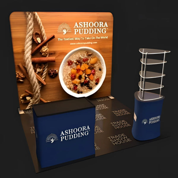Blue Ashoora Pudding Display on Triangle Shelving Stand