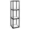 Black metal Twist-Lock showcase tower with 4 glass shelves