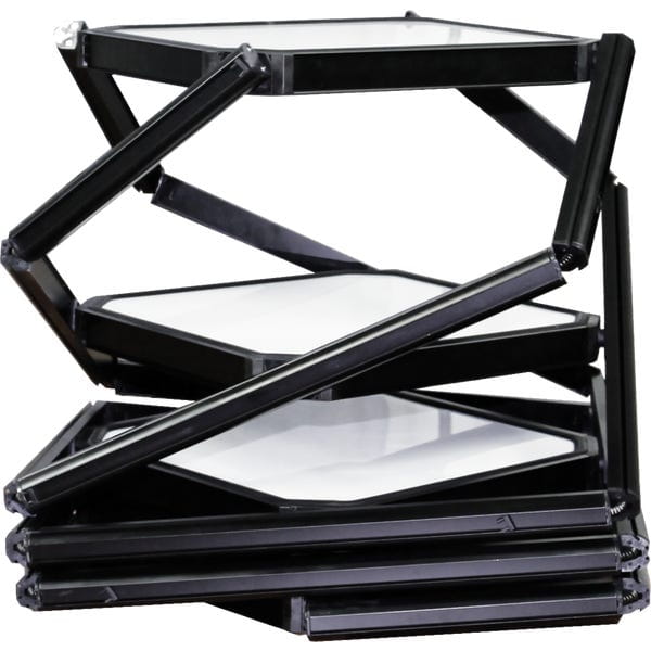 Twist-Lock 3-shelf black glass folding showcase tower with lights