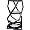Black Twist-Lock geometric shelf with 3 white glass tiers and lights