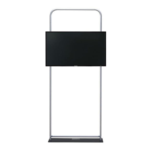 Silver-framed Panasonic display on minimalist stand for 43-inch TV