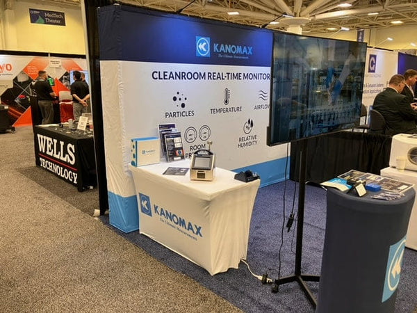 Kanomax cleanroom monitor on V1 wheeled TV stand