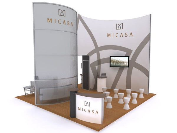 Modern 10x10 VHE-Modular Inline Exhibit Kit with MiCasa branding