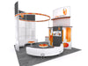 Modern white orange 10x10 VHE modular inline exhibit booth with Allegro signage