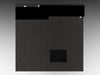 Black textured rectangular panel with square cutout and white strips for 10x10 VHE Modular TV Exhibit Kit