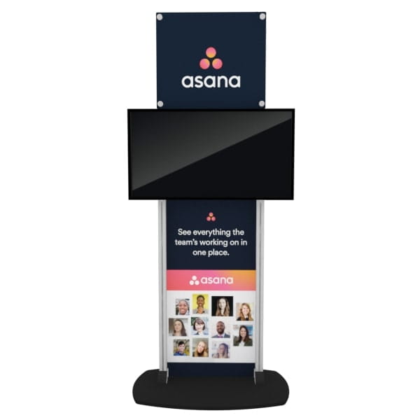 Black Asana X6 Freestanding TV Stand with Touchscreen and Team Banner