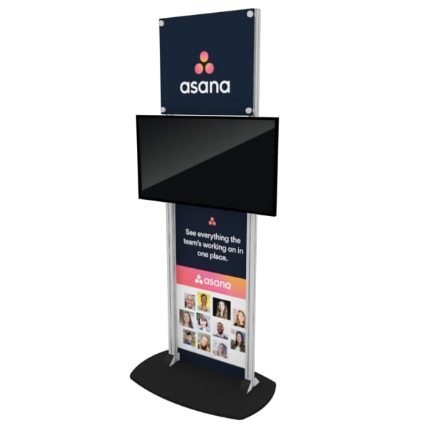 Modern X6 Freestanding TV Stand with Silver Frame and Asana Logo