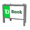 Sleek TD Bank outdoor sign on XRC2 backlit locking storage counter