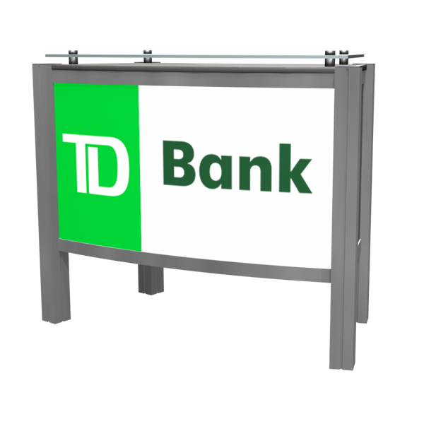 Sleek TD Bank outdoor sign on XRC2 backlit locking storage counter