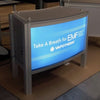 Silver-framed XRC2 backlit counter with curved blue Vapotherm screen