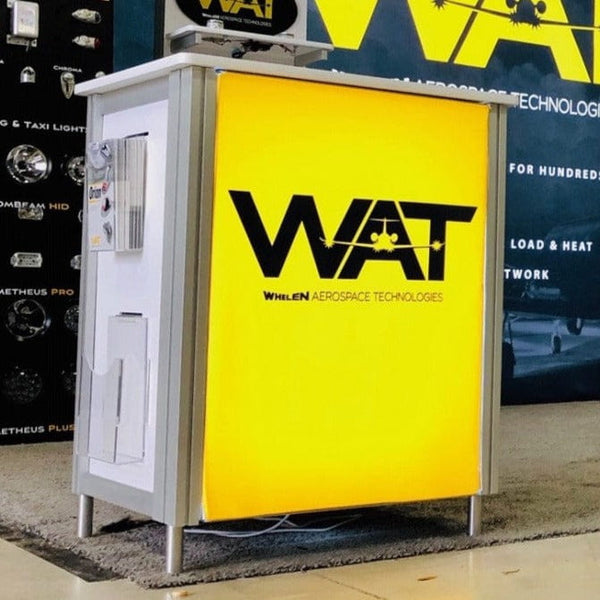 Bright yellow XRC4 backlit counter with bold black Wat logo