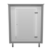 Silver stainless steel XRC4 backlit locking storage counter cabinet with single door, corner hinges, and round knob