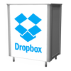 White and blue Dropbox display stand in XRC4 Backlit Locking Storage Counter