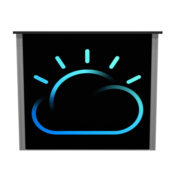 XRC7 Backlit Locking Storage Counter with glowing blue sun-cloud weather icon