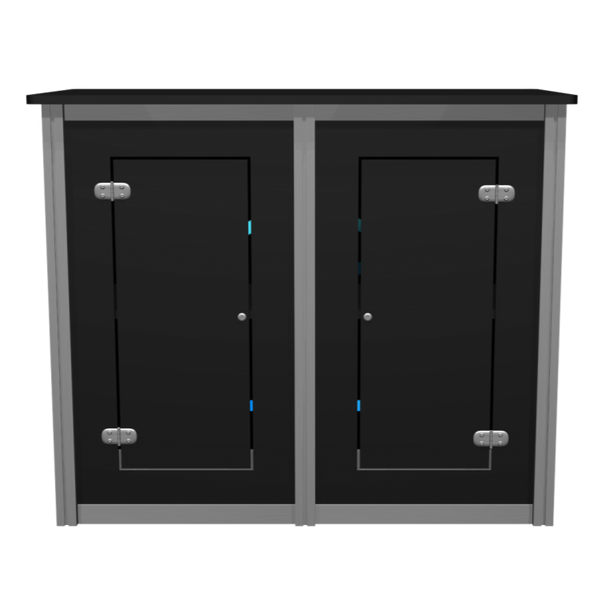 Black XRC7 backlit locking storage counter with double-door cabinet
