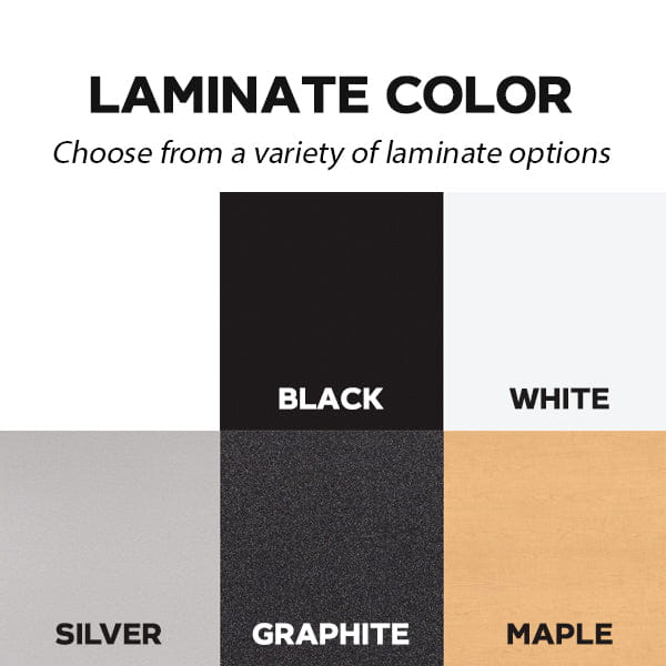 XRC7 Backlit Locking Storage Counter laminate options: black, white, silver, graphite, maple