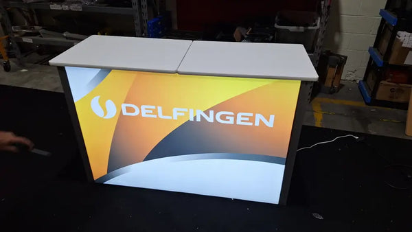 XRC9 Backlit Storage Counter with Delfingen logo on illuminated sides