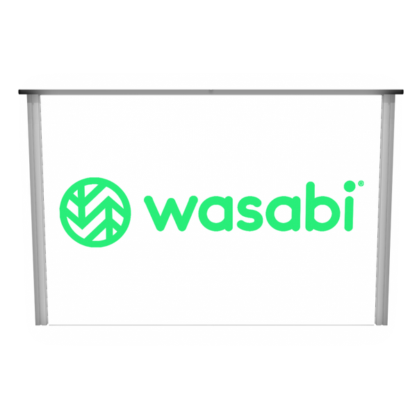 Green Wasabi logo on XRC9 Backlit Storage Counter panel