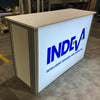 Beige and white XRC9 backlit storage counter with Indeva logo