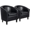 Set of 2 Faux Leather Club Chairs - Black