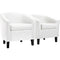 Set of 2 Faux Leather Club Chairs - White